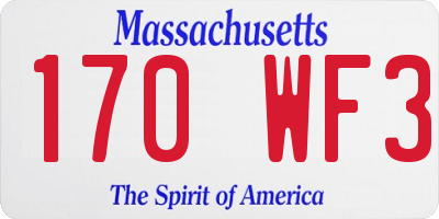 MA license plate 170WF3
