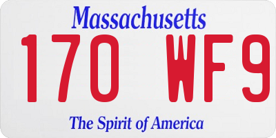 MA license plate 170WF9
