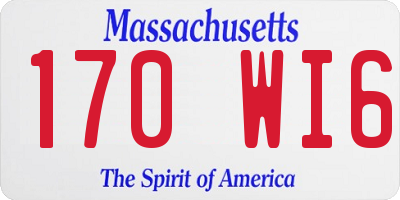 MA license plate 170WI6