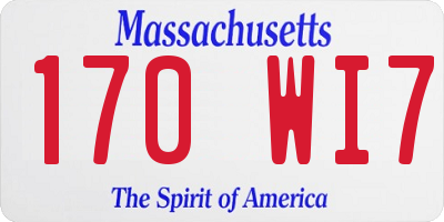 MA license plate 170WI7