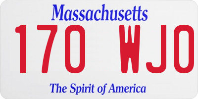 MA license plate 170WJ0