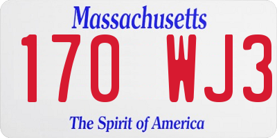 MA license plate 170WJ3