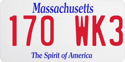 MA license plate 170WK3