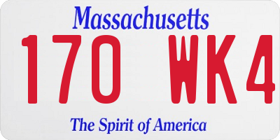 MA license plate 170WK4