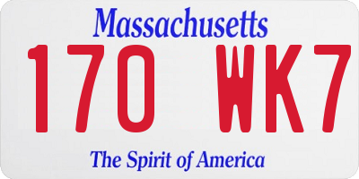 MA license plate 170WK7
