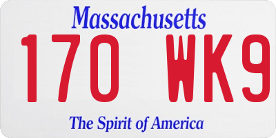 MA license plate 170WK9