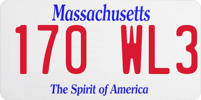 MA license plate 170WL3