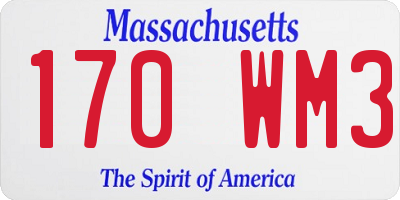 MA license plate 170WM3