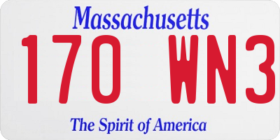 MA license plate 170WN3