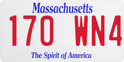 MA license plate 170WN4