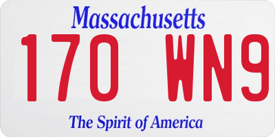 MA license plate 170WN9