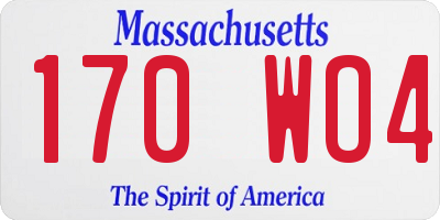 MA license plate 170WO4