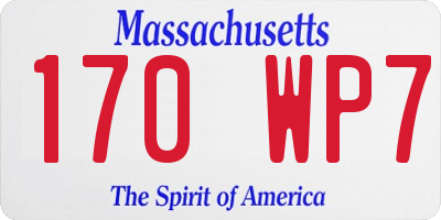 MA license plate 170WP7