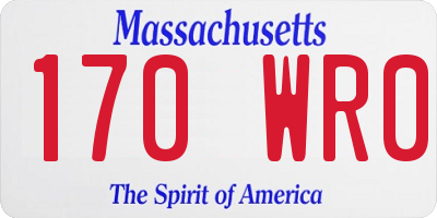MA license plate 170WR0