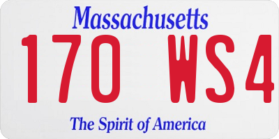 MA license plate 170WS4