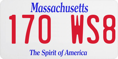 MA license plate 170WS8