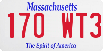 MA license plate 170WT3