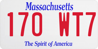 MA license plate 170WT7