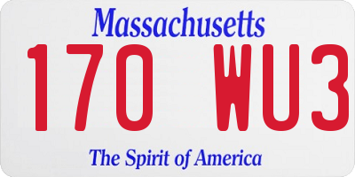 MA license plate 170WU3