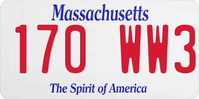 MA license plate 170WW3