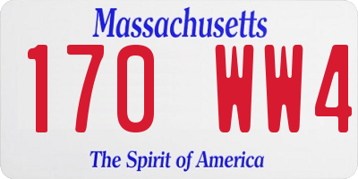 MA license plate 170WW4