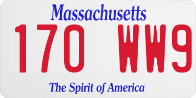MA license plate 170WW9