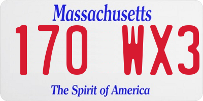 MA license plate 170WX3