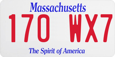 MA license plate 170WX7