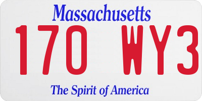 MA license plate 170WY3