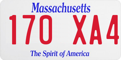 MA license plate 170XA4