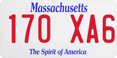 MA license plate 170XA6