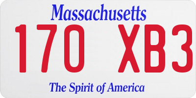 MA license plate 170XB3