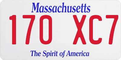 MA license plate 170XC7