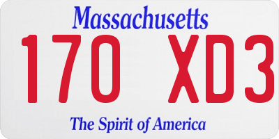 MA license plate 170XD3