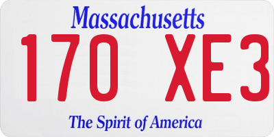 MA license plate 170XE3