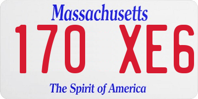 MA license plate 170XE6