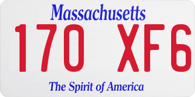 MA license plate 170XF6