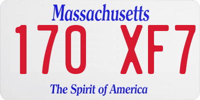 MA license plate 170XF7