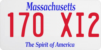MA license plate 170XI2