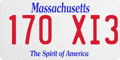 MA license plate 170XI3