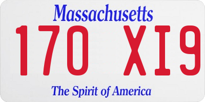 MA license plate 170XI9