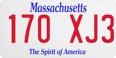 MA license plate 170XJ3