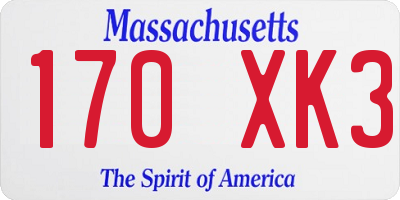 MA license plate 170XK3