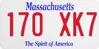 MA license plate 170XK7