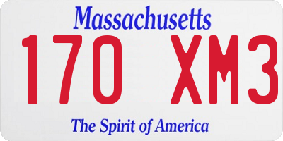 MA license plate 170XM3