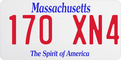 MA license plate 170XN4