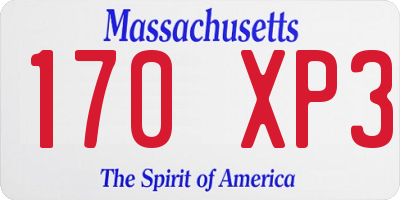 MA license plate 170XP3