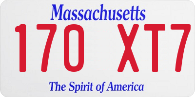 MA license plate 170XT7