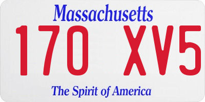 MA license plate 170XV5