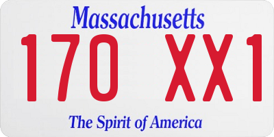 MA license plate 170XX1